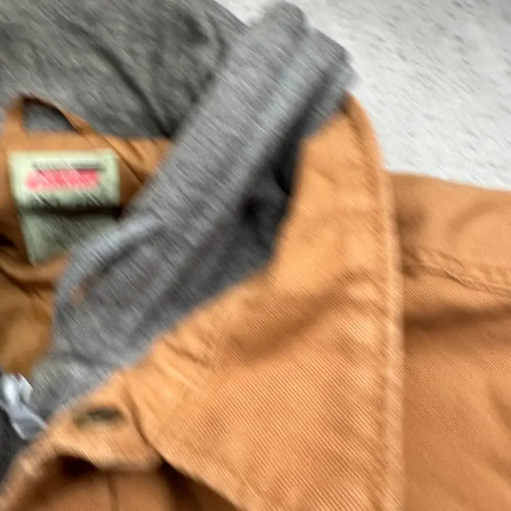 Genuine Dickies Duck Canvas Hooded Work Jacket Mens Large Brown Quilted Lined